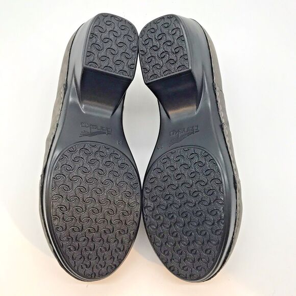 Dansko Tenley Gray Belted Slip-On Heels Women's 39 Nappa Leather Comfort Shoes - Picture 8 of 12